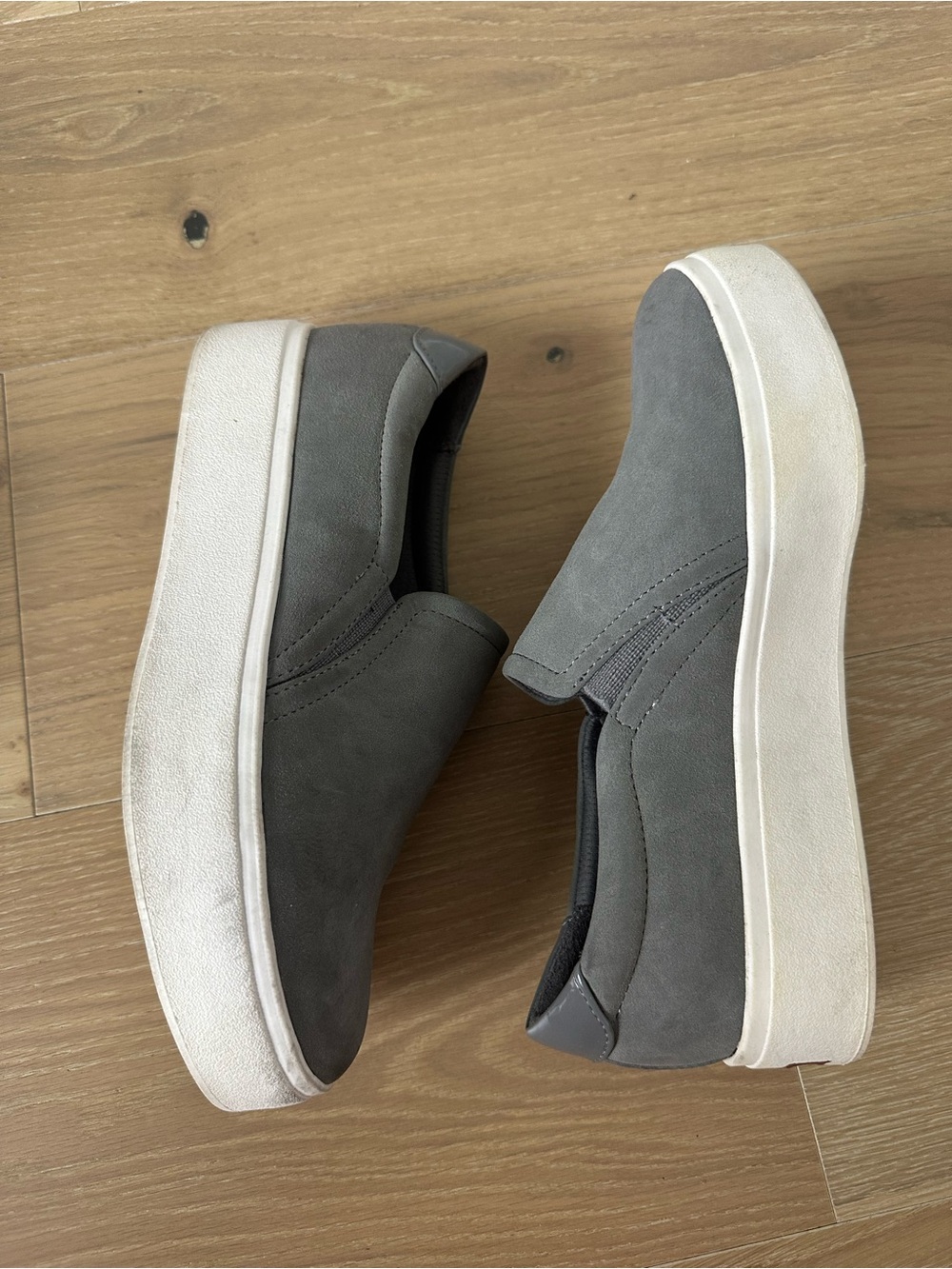 Dr Scholls White Gray Suede Platform Sneakers Loafers Shoes Women’s Size 6.5 - Picture 5 of 10